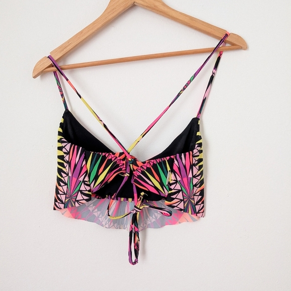 Mara Hoffman Pink Psychedelic Supernova Drape Cropped Lace Up Bikini L Top S Bot - Picture 4 of 9